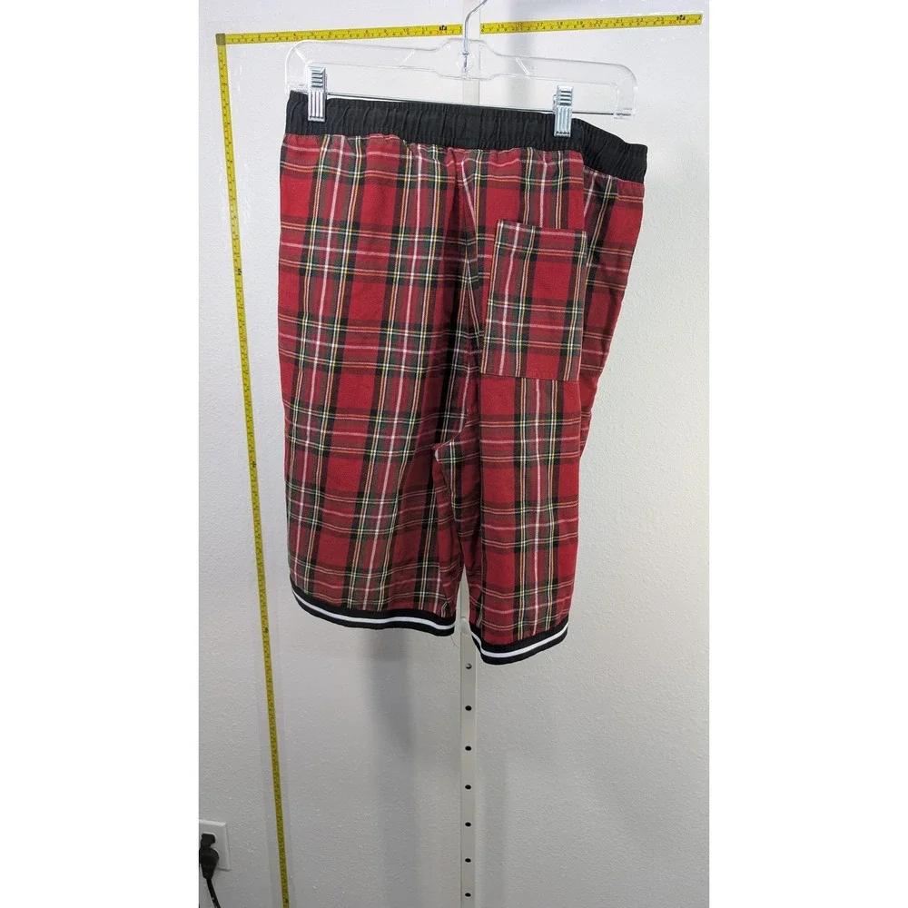 Ninth Hall Mens Red Plaid Basketball Shorts Streetwear Tartan Zip Pocket Size M